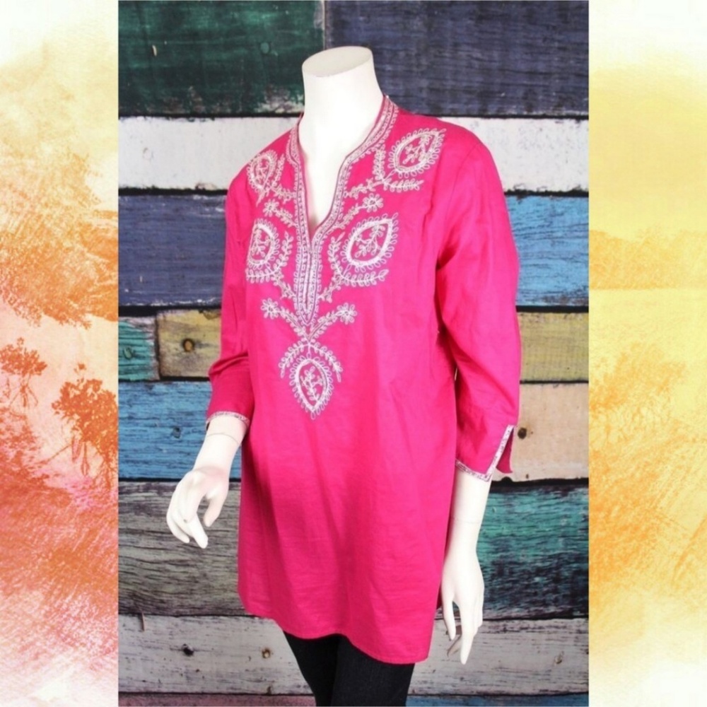 💐Chicos Pink India Inspired Sequin Tunic